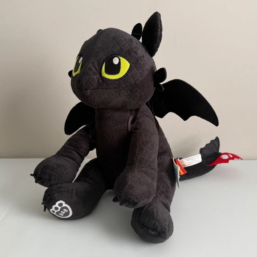 Build-A-Bear Toothless Night Fury Plush DreamWorks Dragons Black w/ wings 2016